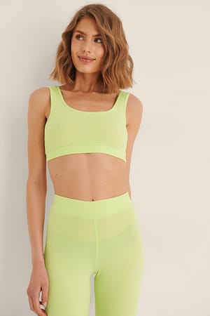 Lime Recyceltes geripptes Crop-Top