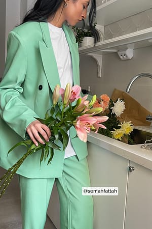 Mint Mjuk kostymbyxor med hög midja