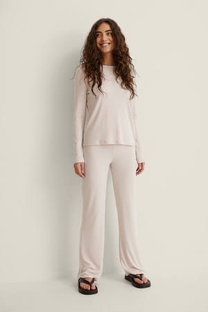 Soft Ribbed Wide Pants