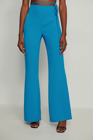 Blue Gerecyclede pantalon met strik op de zijde