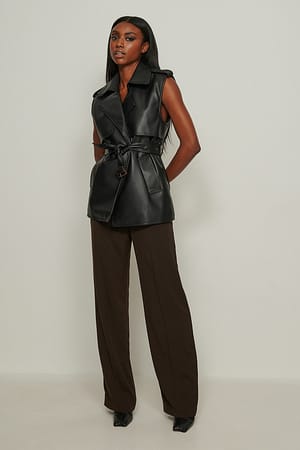 Dark Brown Pantalon large recyclé