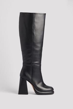 Black Knähöga retro-boots