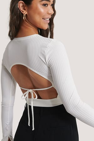 Offwhite Rib Open Back Top