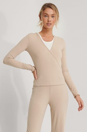Beige Geripptes Oberteil
