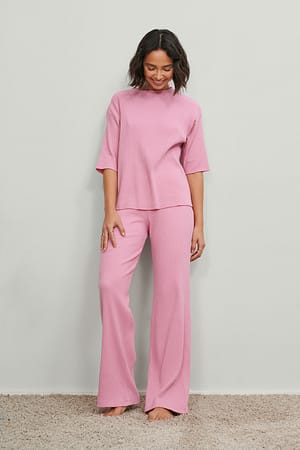 Old Pink Ribbstickade raka byxor