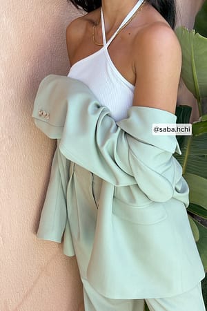 Offwhite Ribbed Halterneck Top