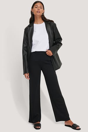 Black Ribbed Jersey Pants