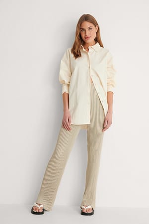 Light Khaki Ribstrikkede Bukser