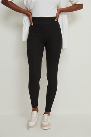 Black Leggings acanalados