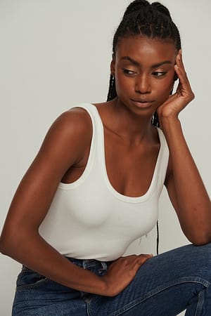 Offwhite Ribbed Tank Top