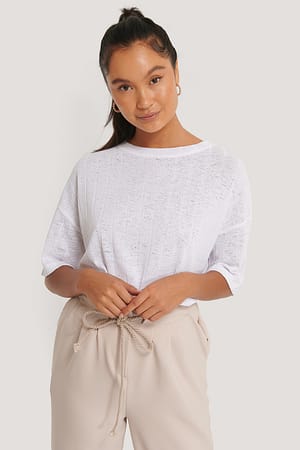White Ribbed Top