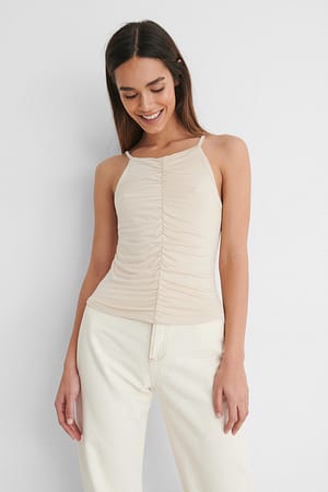 Beige Singlet Mit Rüschendetail