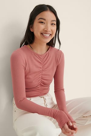 Dusty Pink Rynket ribtop