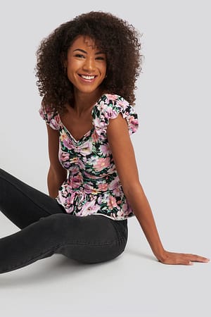 Ruched Bardot Crop Top