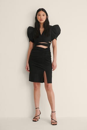 Black Ryschad Kjol Med Slits