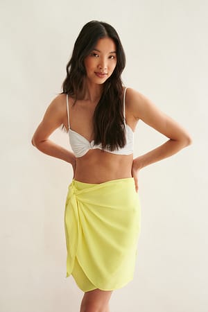 Yellow Sarong Tie Mini Skirt