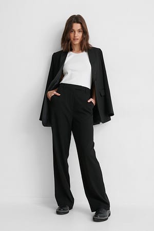 Black Satin Detail Suit Pants