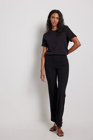 Black Seam Detail Bootcut Trousers