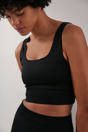 Black Seamless Square Neck Bra