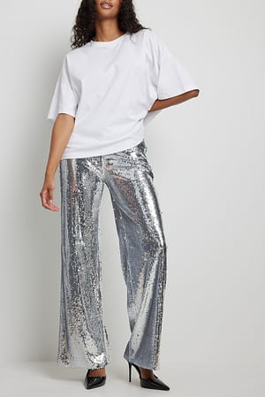Silver Broek met pailletten