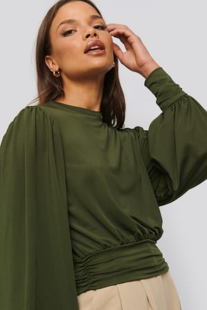Shiny Balloon Sleeve Top