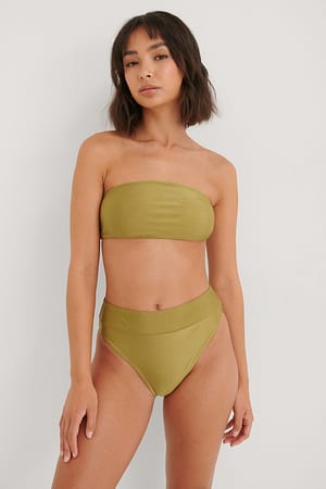 Olive Shiny High Waist Bikini Panty
