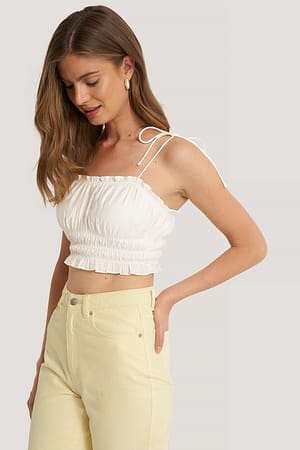 White Gerafftes Top