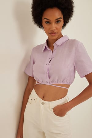 Lavender Leinenmischung kurzarm-Oberteil