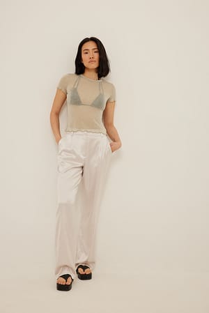 Beige Kortärmad topp i lurex