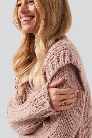 Misty Rose Jersey Punto Mezcla De Lanas Con Detalle En Hombro