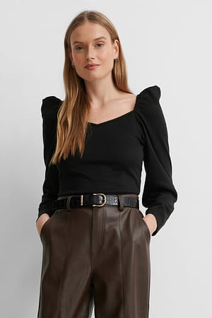 Black Detailliertes Top
