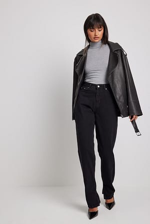 Deep Black Organische jeans met zijsplit
