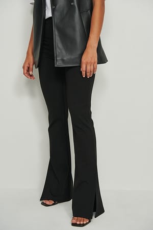 Black Side Slit Detail Pants