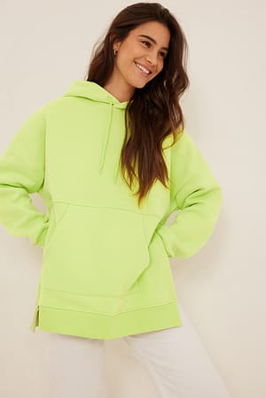 Light Green Side Slit Oversized Hoodie