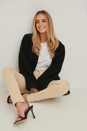 Beige Ekologiska Skinny jeans med hög midja