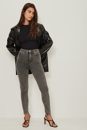 Grey Økologiske skinny jeans med høyt liv