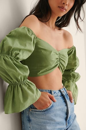 Green Top Met Pofmouwen