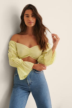 Yellow Top Mit Puffärmeln