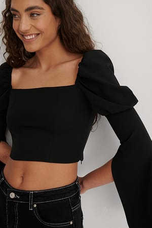 Black Sleeve Detailed Blouse