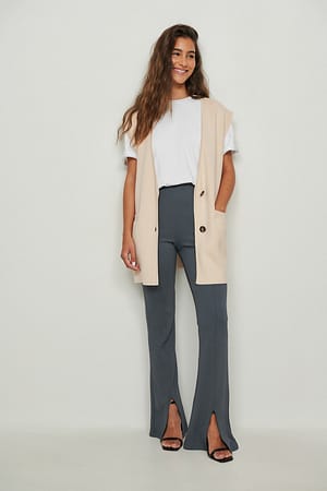 Dark Grey Byxor med slitsdetalj