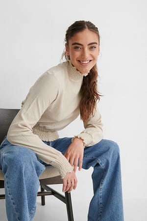Crepe-Top Mit Smock-Taille