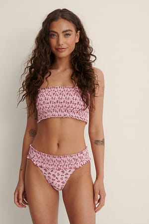 Small Red Flowers Smocked Flounce Bikini Panty