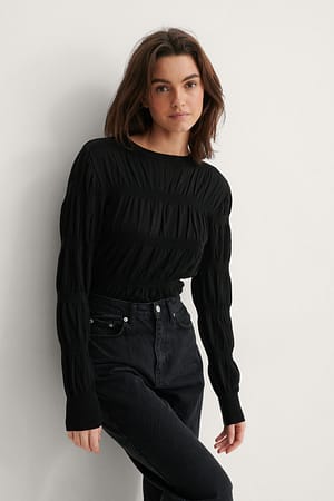 Black Strickpullover Mit Details