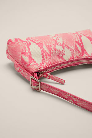 Pink Snake Baguettetaske med slangemønster