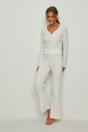 Offwhite Pantalón suave acanalado cepillado