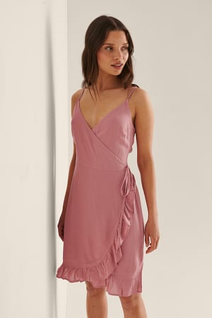 Dusty Pink Vestido mini envolvente