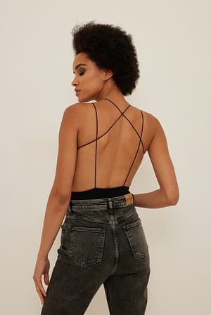 Black Spaghetti Strap Detail Body