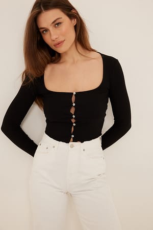 Black Square Neck Babylock Cardigan