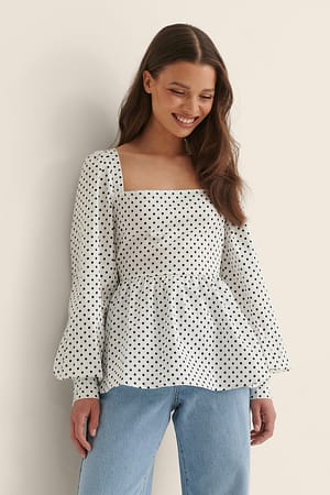 White Dots Gerecycleerde blouse met vierkante halslijn