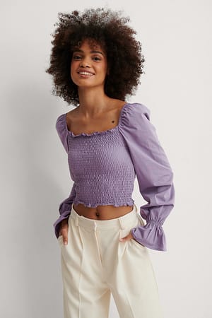 Top Mit Eckigem Kragen Und Smock-Detail